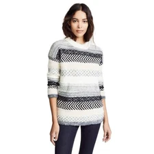 Jack BB Dakota Sundance Mixed Stripe Sweater fuzzy L Large warm bohemian furry