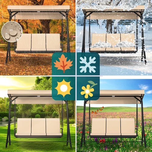 KESSER® Hollywoodschaukel Gartenschaukel mit Sonnendach 3er Schaukelbank 300kg - Bild 33 von 41