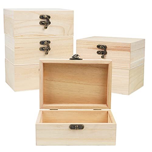 Belle Vous Set 6 Scatole Legno Grezzo 14,8x10,2x6,3cm per Decoupage e Regali