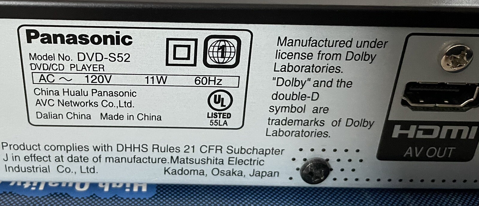 Panasonic DVDS52 DVD/CD Player With HDMI Port In Original Box eBay