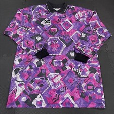 Vintage 80s Doss Soccer Shirt Large Purple Geometric Shoulder Pads Made in USA