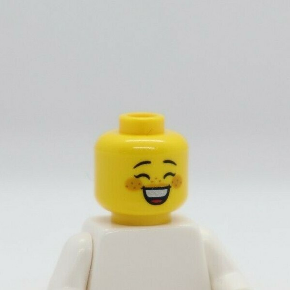 HEAD -DUAL Big Smile W/ Braces Child Dirt Cheek Smirk, LEGO