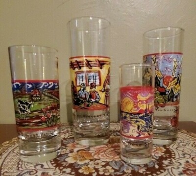 VAN GOGH Spirits SHOOTER Set of 4 WRAP AROUND Classic ART Glasses ~  Free Ship!
