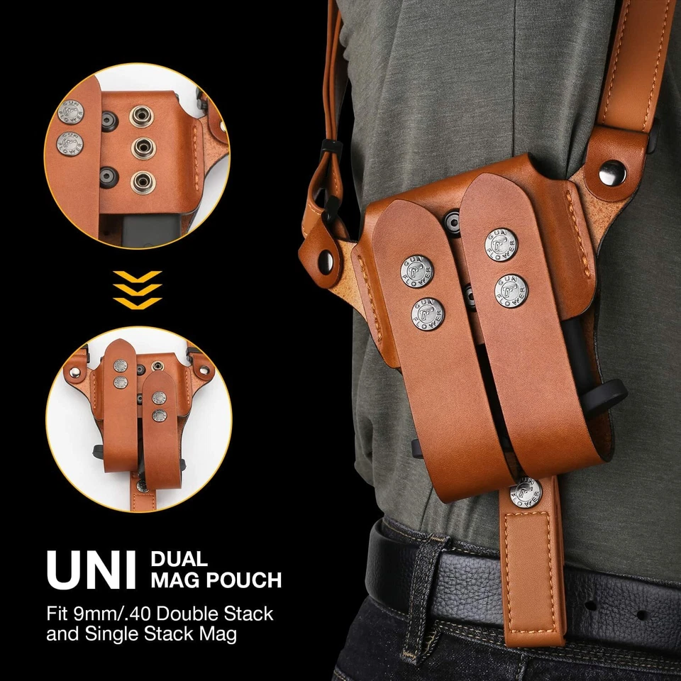 Gun Flower Handmade Leather Shoulder Holster with Gun Belts For G17/19,TaurusG2C - Image 4 of 4