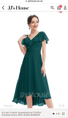 JJs House Teal A-Line V-neck Asymmetrical Chiffon Cocktail/Bridesmaid Dress 14 | eBay UK JJs House Teal A-Line V-neck Asymmetrical Chiffon Cocktail/Bridesmaid Dress 14 | eBay UK