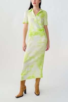 Helmut Lang Rib Cotton Green Tie Dye Dress | eBay
