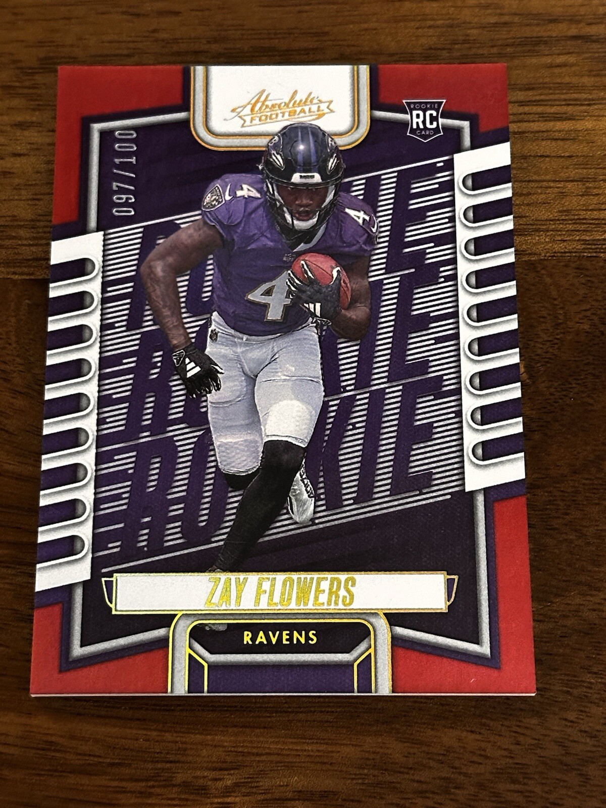 ZAY FLOWERS 2023 PANINI ABSOLUTE #111 RAVENS ROOKIE RED RC #097/100 SP