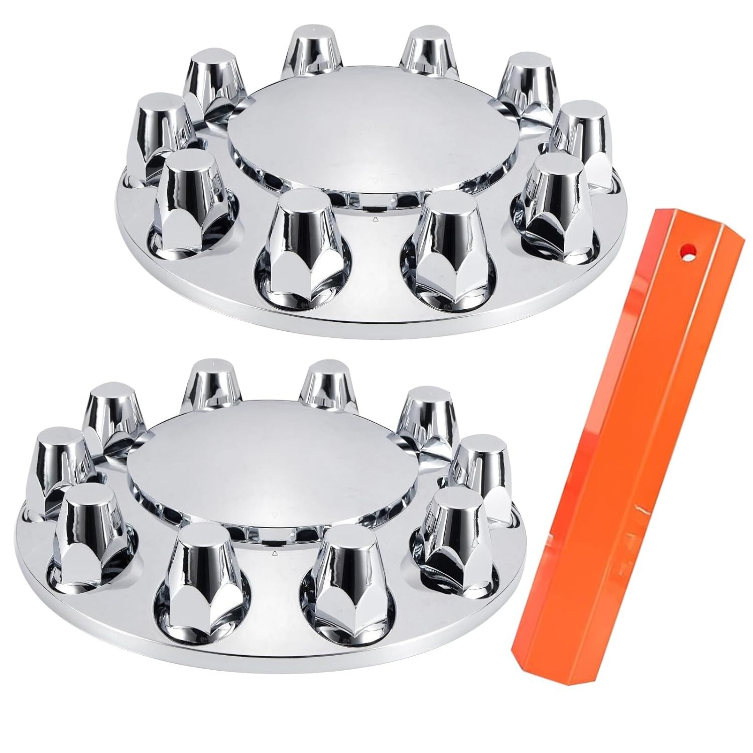 ABS Chrome Plastic Front Axle Cover Kits with 33mm Thread-on Flange Nut Covers