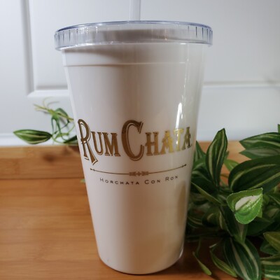 Rum Chata Double Walled Insulated 18oz Tumbler Cup with Lid and Straw ~ NWOT 