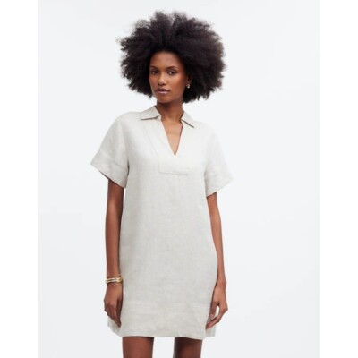 Madewell V-Neck Mini Dress in 100% Linen in Natural Undyed | eBay Madewell V-Neck Mini Dress in 100% Linen in Natural Undyed | eBay