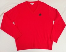 Vintage IZOD Crest Logo V Neck Sweater Men's Large Red Acrylic