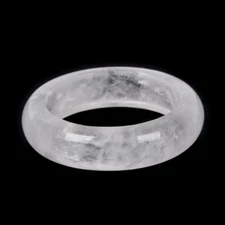 Natural White Crystal Ring Quartz Gemstone Round Ring Reiki Jewelry Healing Gift