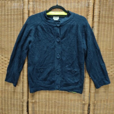 L.L Bean Damen 3/4 Arm Strick Cardigan mit Knöpfen Gr. M Dunkelblau Gebraucht...