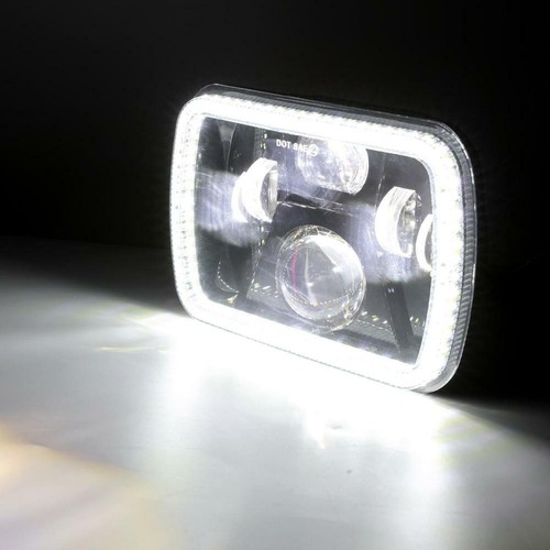 For Chevrolet C10 C20 C30 1981-86 7x6" LED Headlights Hi-Lo DRL Turn Angel Eyes - Foto 7 di 12
