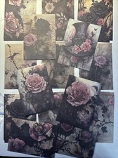 30 Pc Scrapbook Paper Junk Journal Dark Roses Black Flower City Ruins Night 4x6