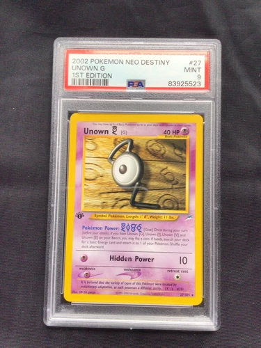 Pokemon Cards: 1st Edition Neo Destiny Rare : Unown G 27/105: PSA 9