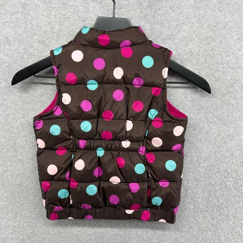 Old Navy Puffer Vest Kids Size 5 5T Brown Polka Dot Full ip Insulated - Picture 7 of 10
