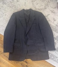 Vintage Made In USA 100% Wool Burberry Striped Blue Blazer Men’s Size: 44 R