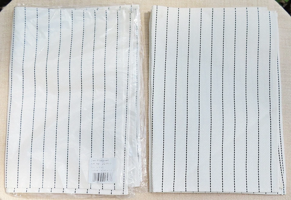 4 (2 x 2) Platzmatte Platzset Tischset creme / ecru 45 x 33 cm, Leinen Optik PVC