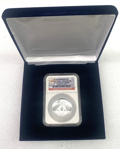 2010 P Australia Silver Kangaroo 1 oz High Relief Proof $1 - NGC PF70 UCAM