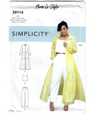 Simplicity Sewing Pattern S9114 Misses' Dress Top Pants Plus Mimi G Style 16-24