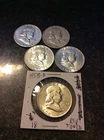 5 COIN LOT FRANKLIN HALVES 1952-D 1954 1955 1958-D 1963-D SILVER