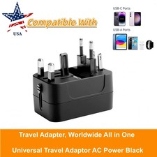 Travel Adapter, Worldwide All in One Universal Travel Adaptor AC Power Black