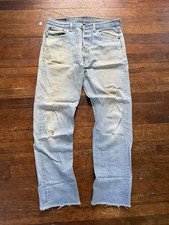 Vintage Levi's 90's 501 35X38 USA Made Distressed Light Wash Button Fly Grunge