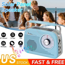 Solar Portable FM/AM SW Radio Retro Bluetooth Speaker USB/TF/AUX For Xmas Gifts