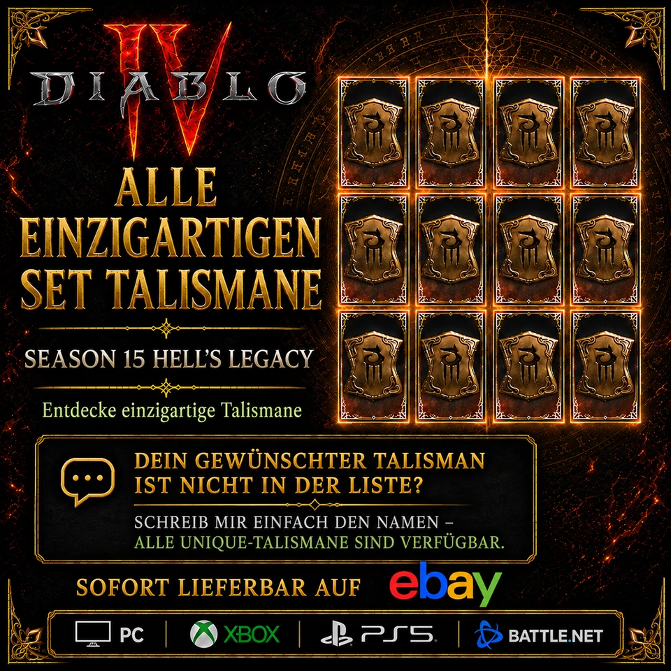 Diablo 4 Season 15 SC D4 All Unique Charms/Einzigartige Talismane Random Affix - Bild 1 von 1