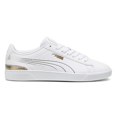 PUMA Vikky V3 Metallic Shine Lace Up  Womens White Sneakers Casual Shoes 3950850