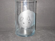NEW ETCHED GUINEA PIG GLASS MULTIPURPOSE UTENSIL FLOWER VASE PILLAR CANDLEHOLDER