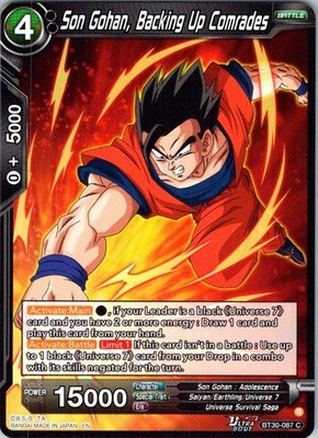 SON GOHAN, BACKING UP COMRADES BT30-087 C DRAGON BALL SUPER NM BT30 /
