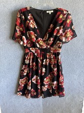 Madewell Dress Womens Size 4 V Neck Floral Midi Ruffle Short Sleeve Shirt Dress