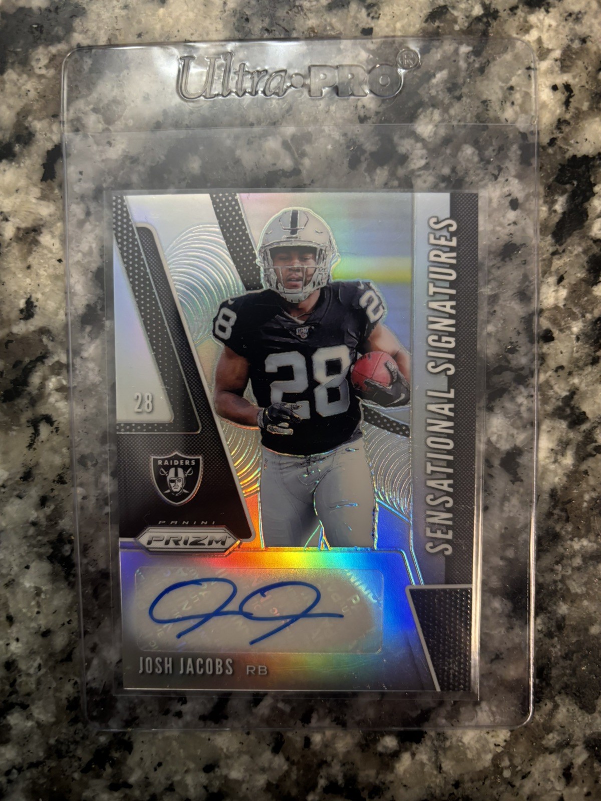 2019 Prizm Josh Jacobs Sensational Signatures Silver RC Auto