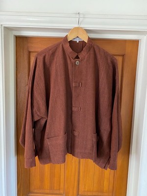 Shirin Guild Leinen Jacke Damen Gr. S rostbraun orientalisch künstlerisch Lagenlook kastig