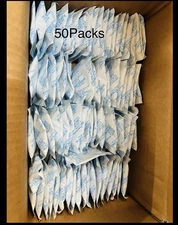 50 Packets Silica Gel Desiccant Moisture Absorber Reusable Pack Lot 45g Grams