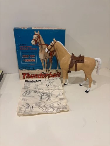 VTG Thunderbolt Johnny West Horse Marx  Palomino Complete W/ Tack & Box.  Ex!