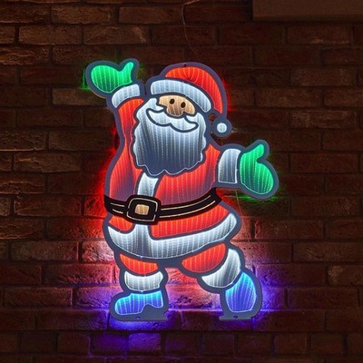 90cm Weihnachten Infinity Spiegel Licht Silhouette LED Weihnachtsmann Figur Dekoration