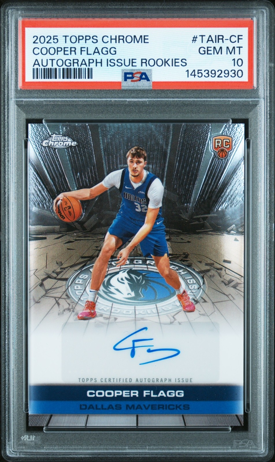 2025-26 TOPPS CHROME COOPER FLAGG AUTOGRAPH ISSUE #TAIR-CF PSA 10