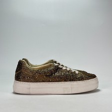 Betsey Johnson Sidny Gold Rhinestone Casual Platform Sneaker Women's Size 8.5M