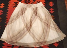 VINTAGE Talbots Womens 100 Silk White Plaid A-Line Skirt Size 14