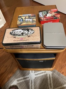 FOUR EMPTY METAL KNIFE BOXES " 2. CASE XX , 1. WINCHESTER, 1. DOGS