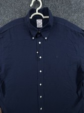 Brooks Brothers Oxford Button-Down Large Non-Iron Madison All Cotton Blue Preppy