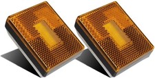 2 Amber 3 LED Square Stud Mount Clearance Side Marker Lights Trailer Camper w r