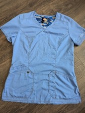 Dickies Essence Womens Medical Scrub Top Light Blue Pre-loved Size Small
