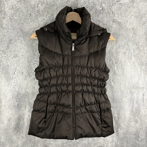 Giubbotto piumino donna Michael Kors marrone cappuccio staccabile taglia XS