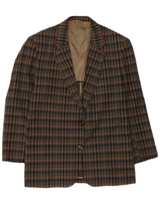 Ingram Damen Azimut 2 Knopf Blazer Sakko IT 48 XL Grün Kariert Baumwolle HD18