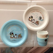 Pingu Small Plastic Cup, Plate And 2 Extras Rare Penguin Model Limited Edition T