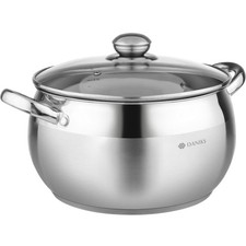 Daniks Classic 6 Qt Stainless Steel Stock Pot with Glass Lid, Tri-Ply Bottom